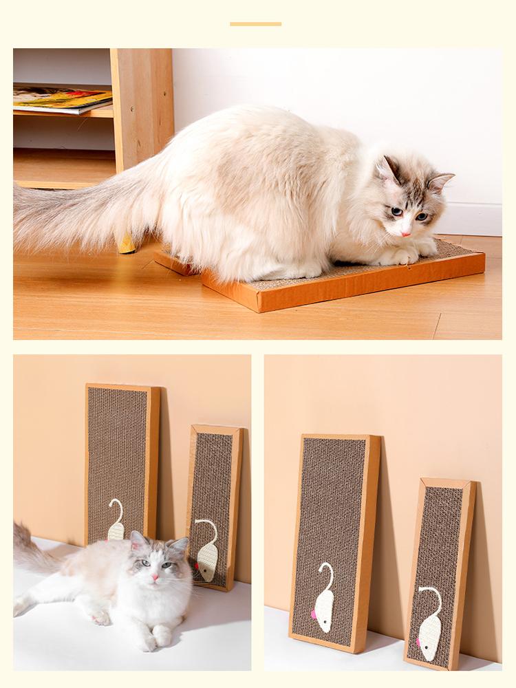 Sisal Corrugated Paper Cat Scratcher Rectangular Mouse Pattern Pet Claw Grinding Pad Kitten Self Play Toy For Indoor Household