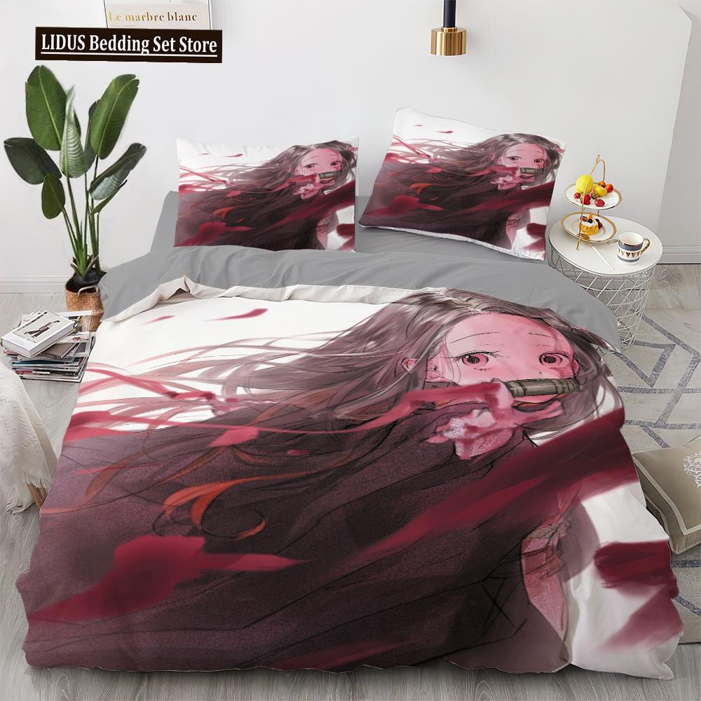 Anime Kawaii Bedding Set Japan Anime Loli Duvet Cover Set Kids Bedroom Cartoon 3D Printed Quilt Cover Bedroom Gift
