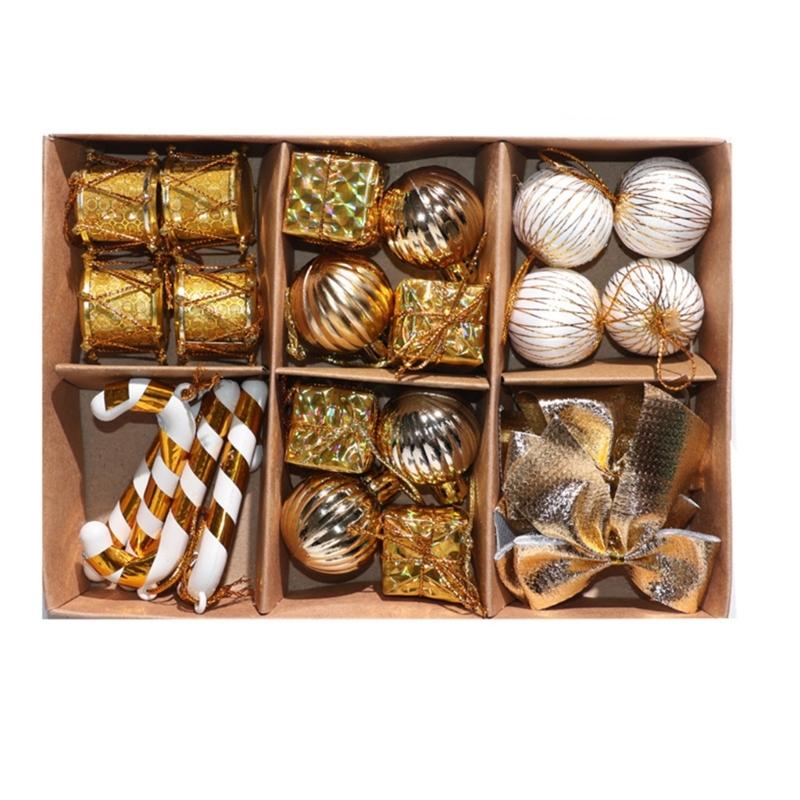 

24Pcs Christmas Ball Ornament Shatterproof Plastic Foam Decorative Baubles Christmas Tree Decorations For Wreath Door золотий