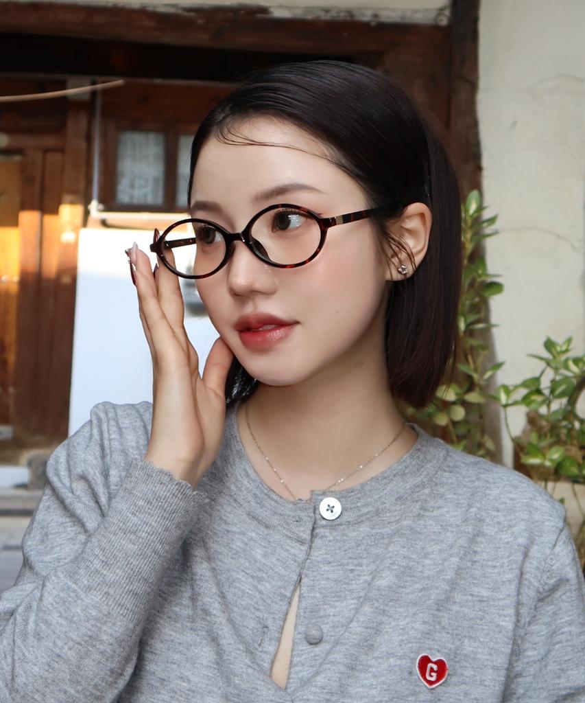 Hangeul [Blue Light Blocking] Geek Chic Oval Leopard Print