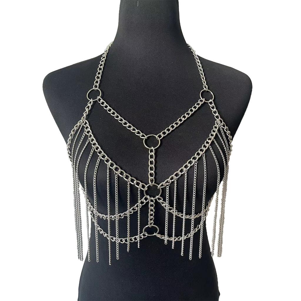 Festival Body Chain Harness Summer Waist Chain Metal Breast Chain Body Jewelry Rave Outfit  Dance Costume Accessories