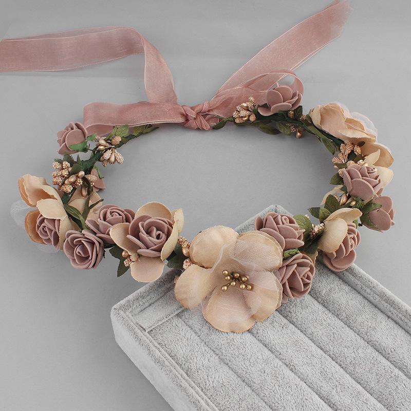 Floral Fabric Wreath Headband for Bridal & Beach Photography
