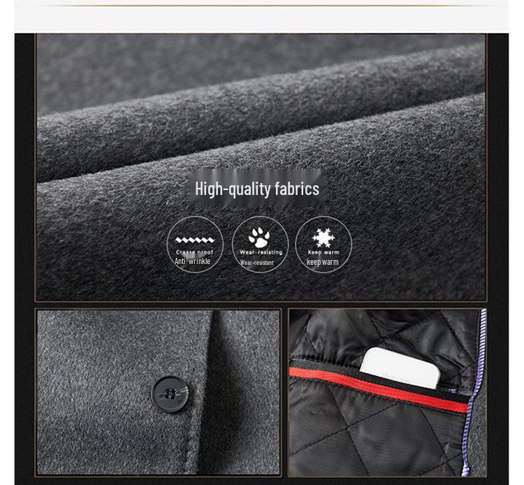 Men's Thickened Wool Trench Coat - Mid-Length, Autumn/Winter Business Style