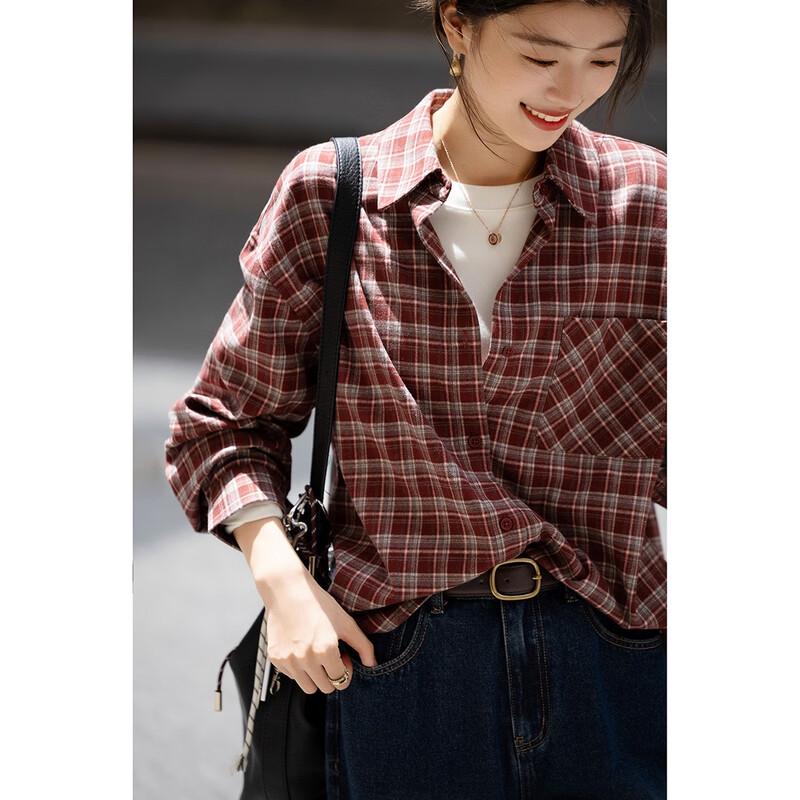 Demana Women's Winter Plaid Long Sleeve Shirt