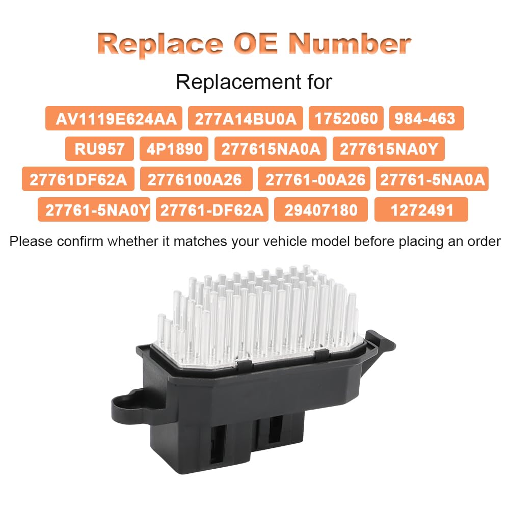 HVAC Blower Motor Resistor Compatible with Nissan Pathfinder V6 3.5L 2022-2024 Rogue SL SV L4 2.5L 2014-2018 Rogue Sport L4 2.0L 2017-2022