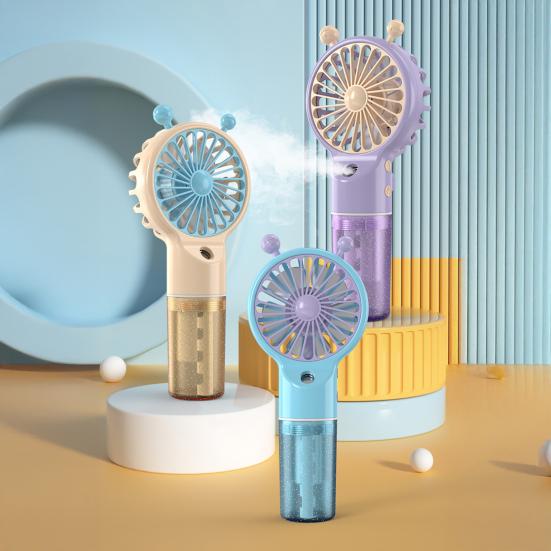 Spray Fan Cartoon Snail Design Silent Motor Mini Handheld Tabletop Fan with Water Mist Cooling USB Rechargeable Handheld