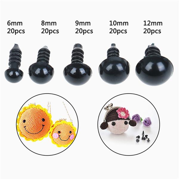 100Pcs 6-12mm Plastic Safety Toy Eyes For Bear Doll Animal Puppets Crafts