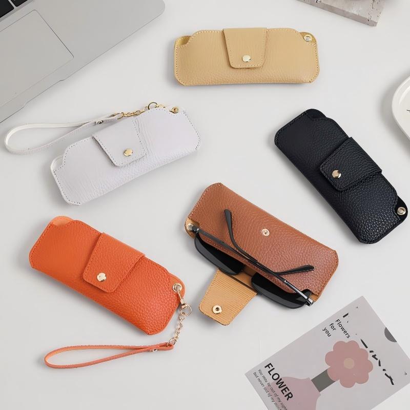 Leather Sunglasses Case with Lanyard Portable AntiScratch Eyewear Storage Fashion Travel Eyeglass Holder Protective Cover Gift