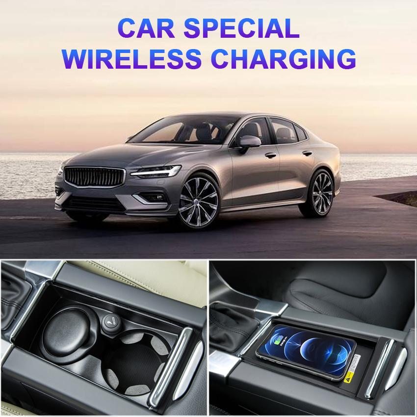 15W Car Wireless Charger For Volvo S60 2015-2019 V60 13-2018 Accessories Interior Special Mobile Phone Fast Charging Plate Panel