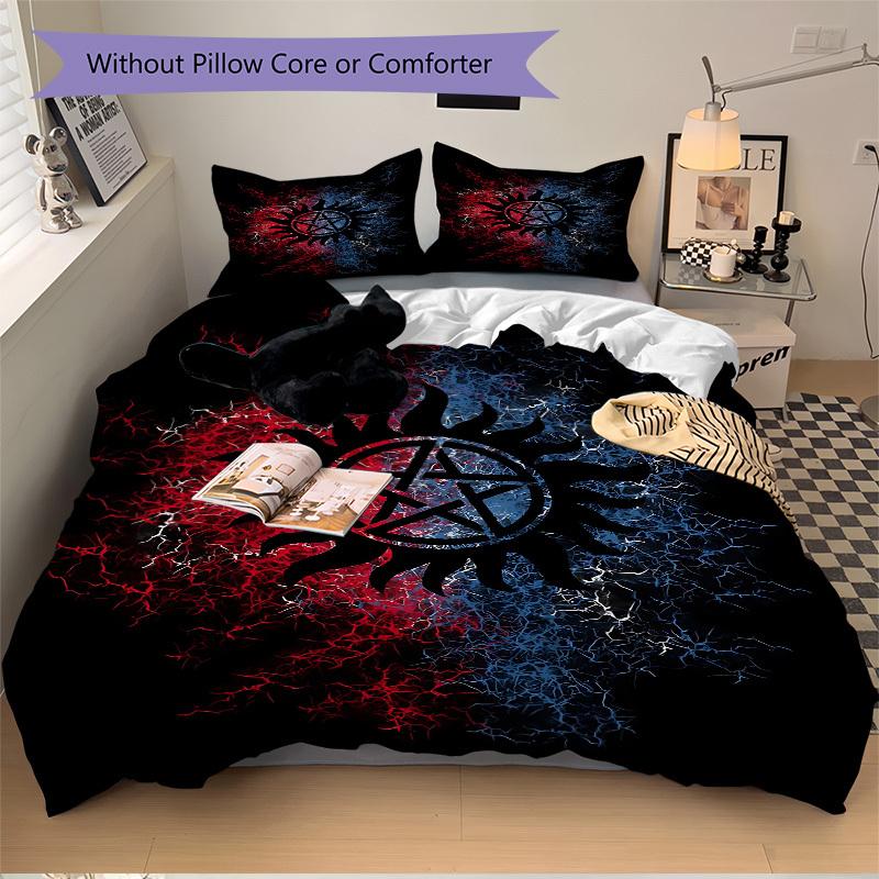 3-teiliges Übernatürliche Symbole Bettwäsche-Set - 1 Bettbezug + 2 Kissenbezüge, Ganzjahres-Schlafzimmer-Ausstattung, Perfekt für Zuhause079