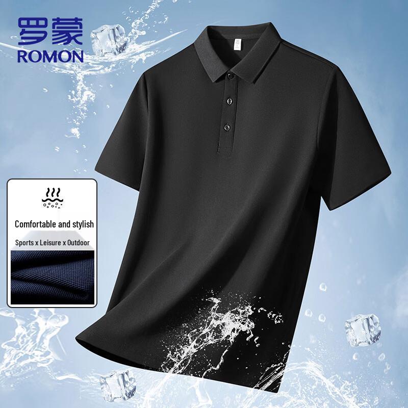

ROMON Men s Solid Short Sleeve Polo Shirt M