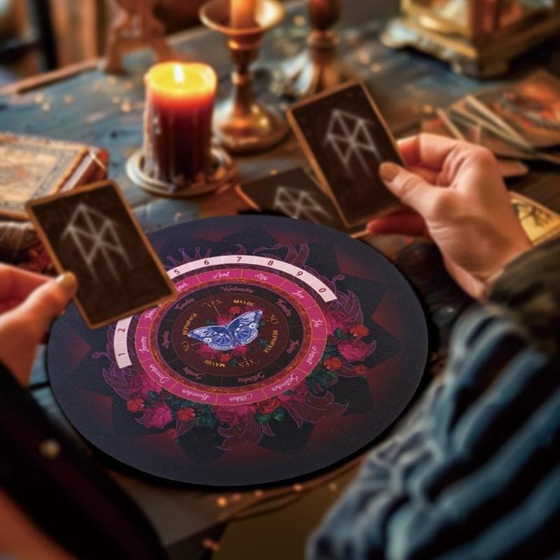 Pendulum Board Divination Mat with Crystal Pendulum Necklace Witchcraft Supply for Divination Enthusiasts