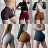 Fashion Cross Waist Hip Lifting Fitness Shorts Belly Contracting and Close-Fitting Running Exercise Peach Hip Slimming Training Shorts Yoga