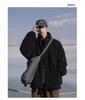 Men's Thickened Cotton-Padded Fleece Jacket, Stand Collar, Loose Fit, Warm Outerwear for Fall/Winter Students.