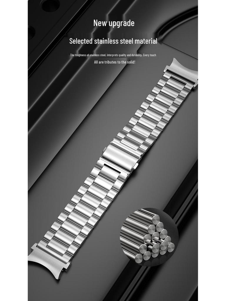 Cinturino in Acciaio Compatibile per Samsung Watch 4/5/6/7 - Stile Business a Tre Maglie