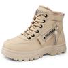 Lace Winter Women Lined Fleece Up Ankle Boots Thick Soft Sole Versatile Casual Commute Short Booties