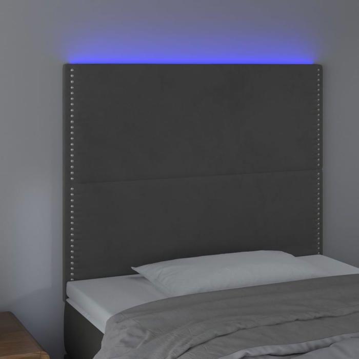 VidaXL Tête de Lit à LED Meuble de Chambre à Coucher Accessoire de Lit Simple Tête de Cadre de Lit Intérieur Gris Foncé 3122327