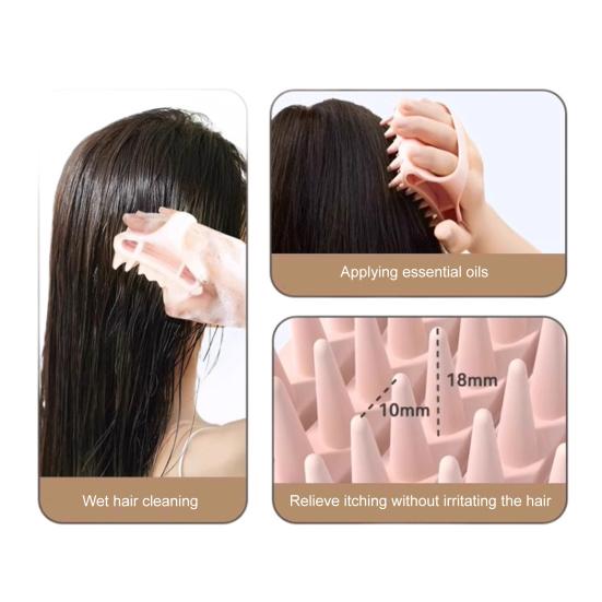 Brosse de Massage pour Shampooing Poils Doux en Silicone Soulage le Mal de Tête Pellicules Brosse de Lavage des Cheveux Outil de Massage Capillaire