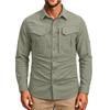 Men's Vintage Work Shirt Long Sleeve Casual Button Down Shirt Loose Fit Utility Shirt with Chest Pockets Outdoor Workwear Shirt