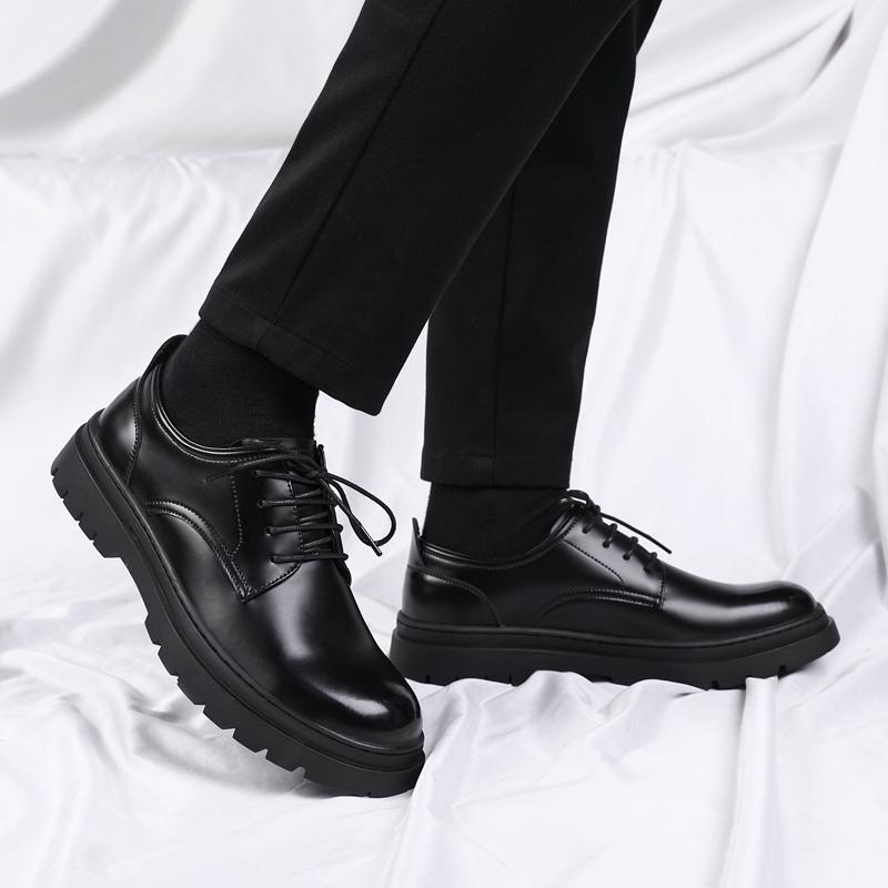 Derby Patent Leather Men's Shoes Fashionable and Versatile British Style Daily Leisure Business and Office Classic Groom's Shoes