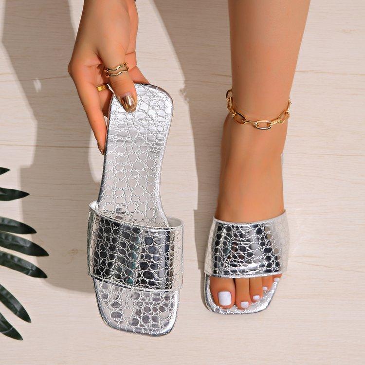 

Fashion Women Home Slippers Hotel Travel Non-Slip Bathing House Slippers Unisex Flat Shoes Fashion Outdoor Luxury Slippers Slides Women 43 серебряный