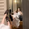 Upgraded Sheepskin Version~ Rhinestone Mesh Flat Mary Jane Single Shoes Women's Ballet Shoes Dinner Shoes