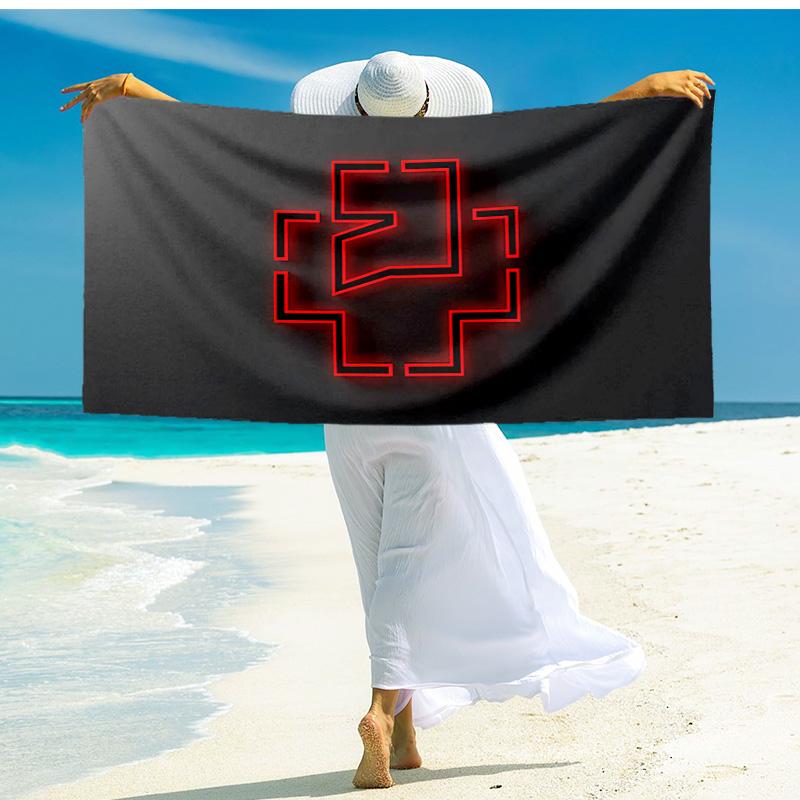1 Stück Rammstein Musikvideo Teaser Strandtuch, schnell trocknendes saugfähiges Strandtuch, Outdoor-Sport Schwimmen Strandtuch, Weich und bequem Y7302