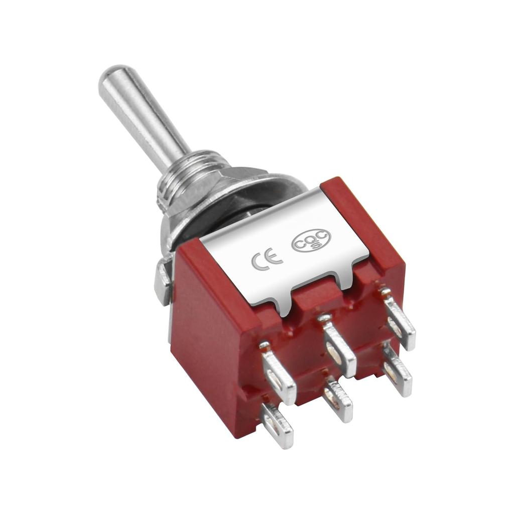 Heschen MTS-223 ON-OFF-ON DPDT Mini Momentary Toggle Switch 6 Pin, 2A 250V, 6A 125V, Pack of 5
