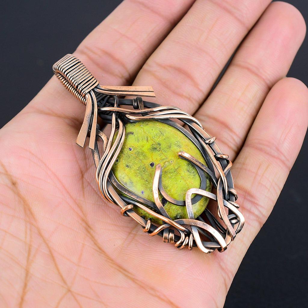 Stichtite Handmade Gemstone Pendant, 999 Copper Wire Wrapped Pendant Antique Jewelry, For Engagement Gift