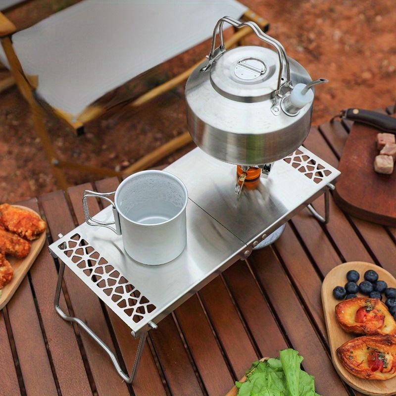 1PC Outdoor Camping Stainless Steel Folding Table Camping Barbecue Portable Multi Functional Tea Table