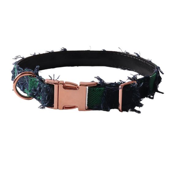 

Ошейник для домашних животных Джинсовый ошейник для собак в стиле ретро с декором кисточками Удобный регулируемый плед зелёный