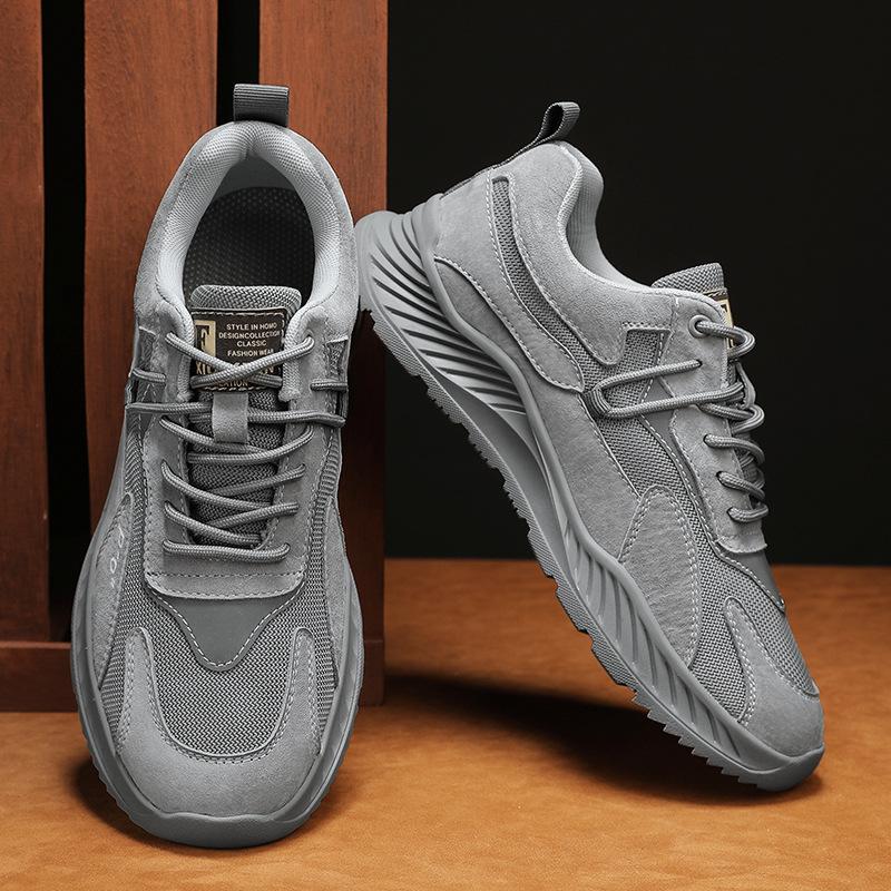 Spring and Summer Men's Shoes Genuine Leather Breathable Casual Shoes New Mesh Surface Lightweight Sports Dad Shoes Running Tide Shoes