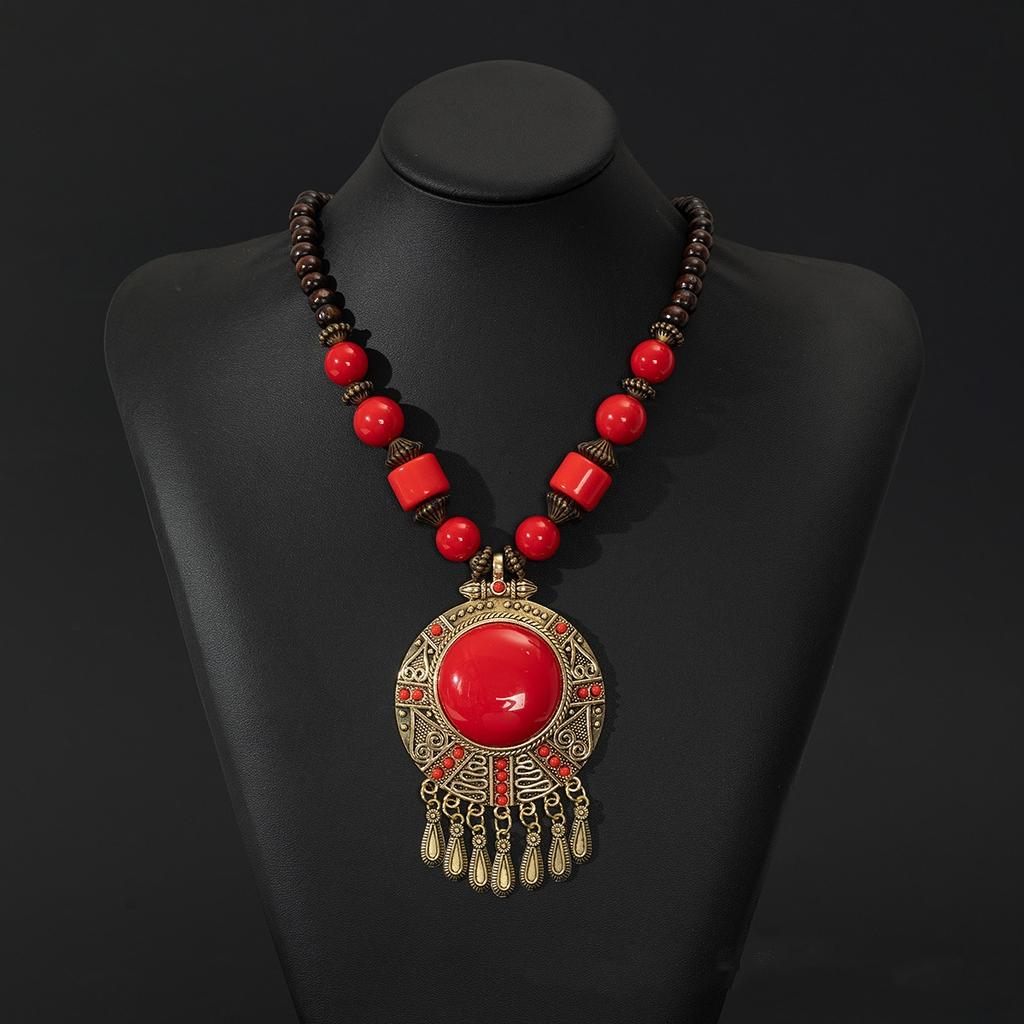 Collier à pampilles en pierre en forme de goutte d'eau ethnique bohème vintage pour femmes, chaîne gitane, accessoires de bijoux