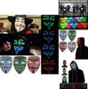 Ohromující LED maska na Halloween s designem V jako Vendeta Anonymous