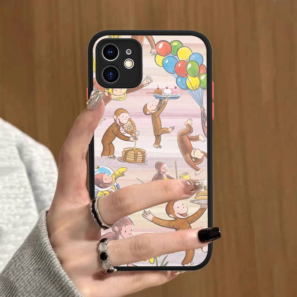 Lovely Curious G-George Monkey Phone Case For IPhone 16 15 14 Plus 15 13 12 11 Pro Max X XS MAX Matte Cover