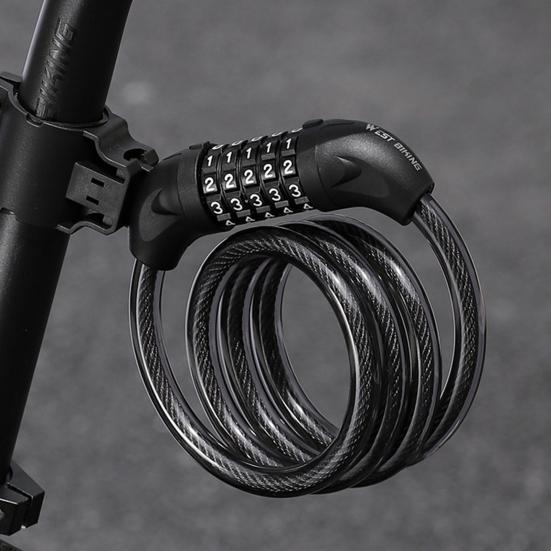 Bicycle Password Cable Lock 5-Digit Keyless Security Waterproof Universal PVC Coated Anti-Theft Bicycle Lock