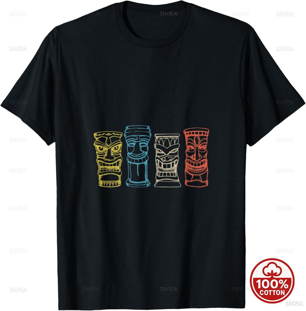 Vintage Tiki Hawaiian Polynesian Mask Totems Gift Tshirt Unisex Cotton Loose Clothing Tops Graphic T Shirts Vintage Streetwear