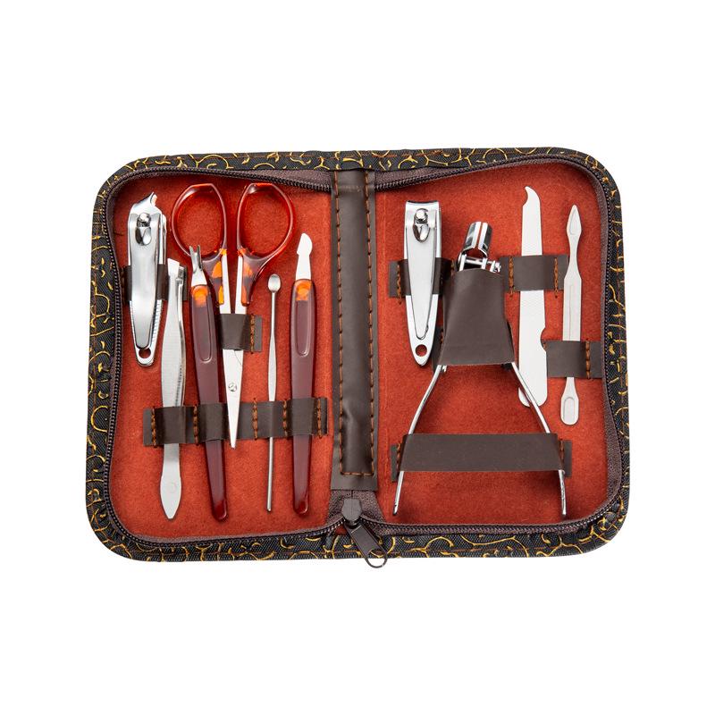 10pcs/set Nail Clipper Cutters Kit Nail Care Tools Set Scissor Tweezer Knife Ear Pick Manicure Set