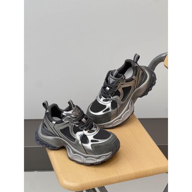 Thick-soled heightening dad shoes women's spring new silver breathable versatile lightweight sports and leisure shoes
