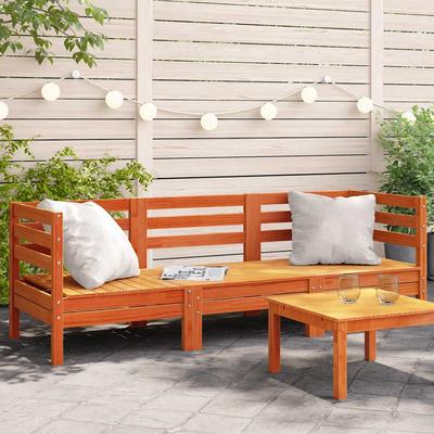 Vidaxl Garden Sofa 3-Seater, Waxed Brown, Solid Pine Wood