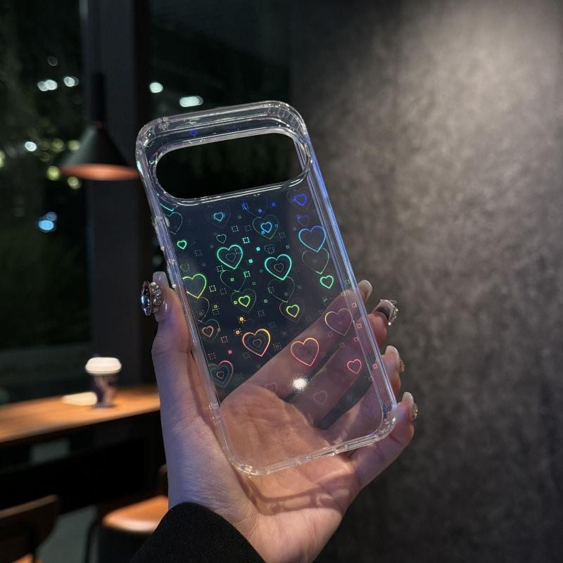 Luxusní laserové srdce Průhledné akrylové pouzdro na telefon Pro Google Pixel 9 Pro XL 9A 8 8A Krásné INS Módní Průhledné nárazuvzdorné pouzdro