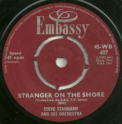 7inch Record STEVE STANNARD & HIS ORCHESTRA - Stranger On The Shore / Let There B 45WB487 Embassy 1961 UK Pop Used