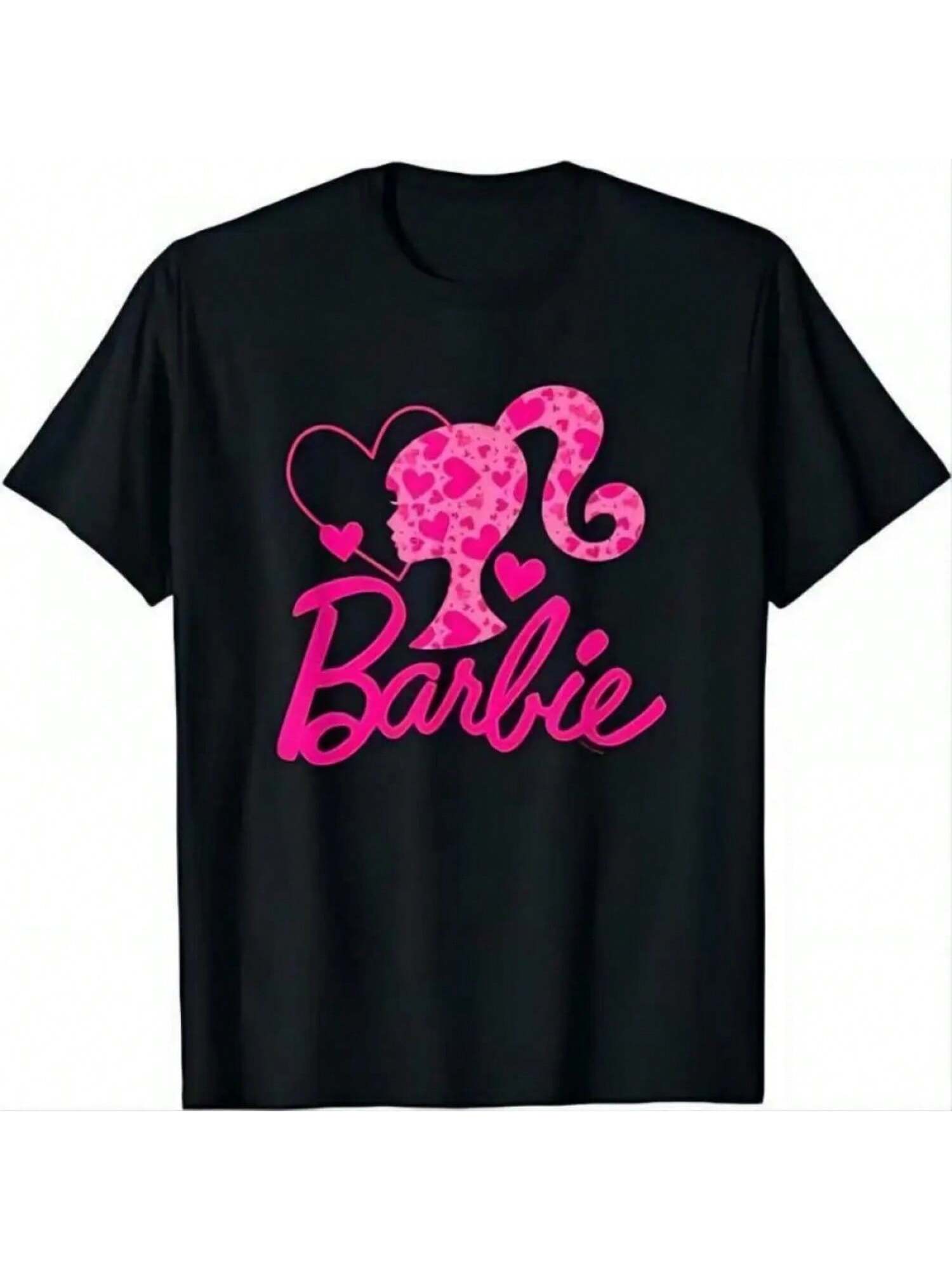 

Kawaii Barbies T-Shirt Anime 100% Cotton Tops Cute Short Sleeves Cartoon Barbise Doll Tops Summer Loose Personality Girl Student XXXXXL