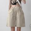 Women's Pink Quick-Dry High Waist Cargo Shorts - Loose, Lightweight, Wide-Leg Summer Sports Pants.