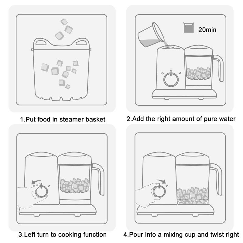 220V Electric Baby Food Maker Stainless Steel Cooking Maker Steamer 300W Multifunction Mixing Grinder Blenders Shatterproof