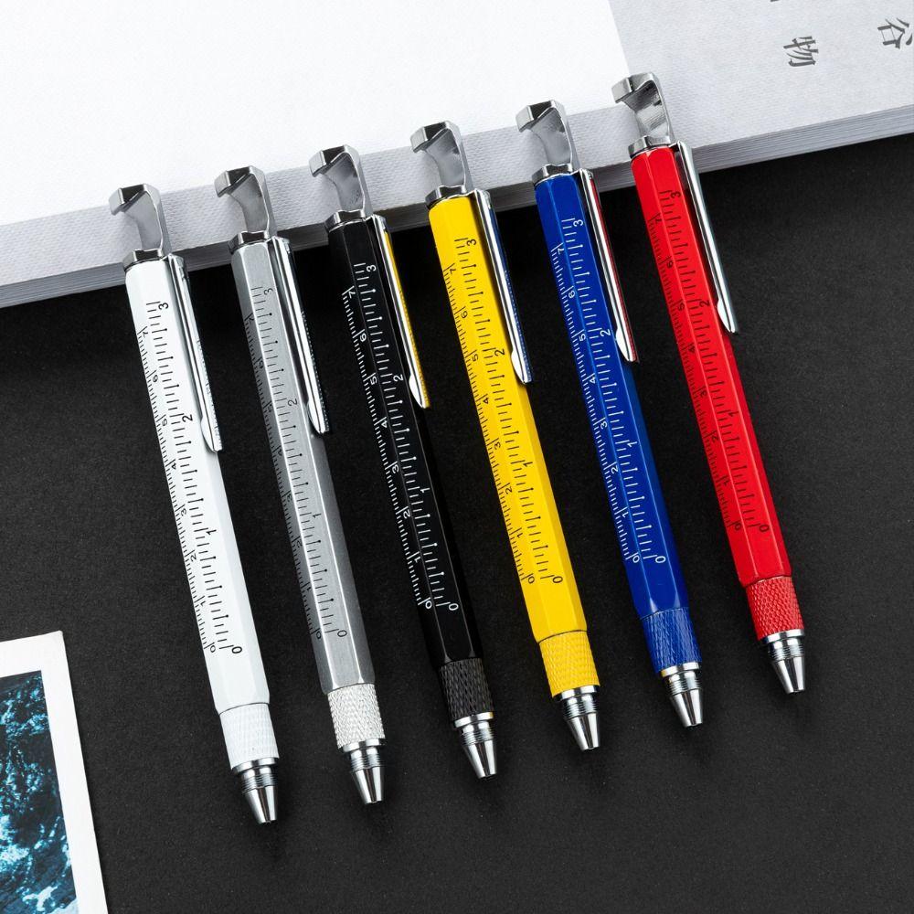 Portable Metal Multi Tool Pen 7-in-1 With Bottle Opener Screwdriver Ruler Ballpoint Pen Capacitive Pen Outdoor Tool Pen