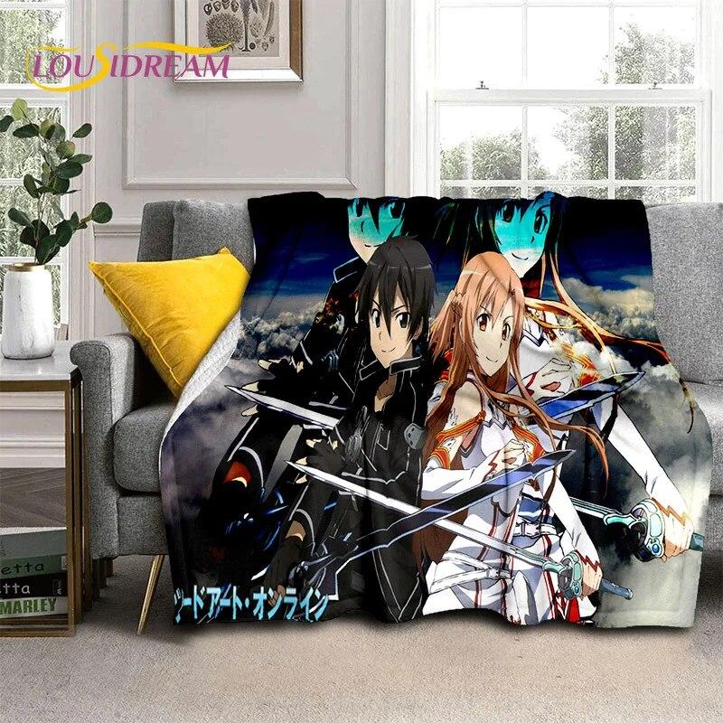 SAO Novel Cartoon Sword Art Online Decke, weiche Überwurfdecke für Zuhause, Schlafzimmer, Bett, Sofa, Picknick, Reisen, Büro, Decke für Kinder