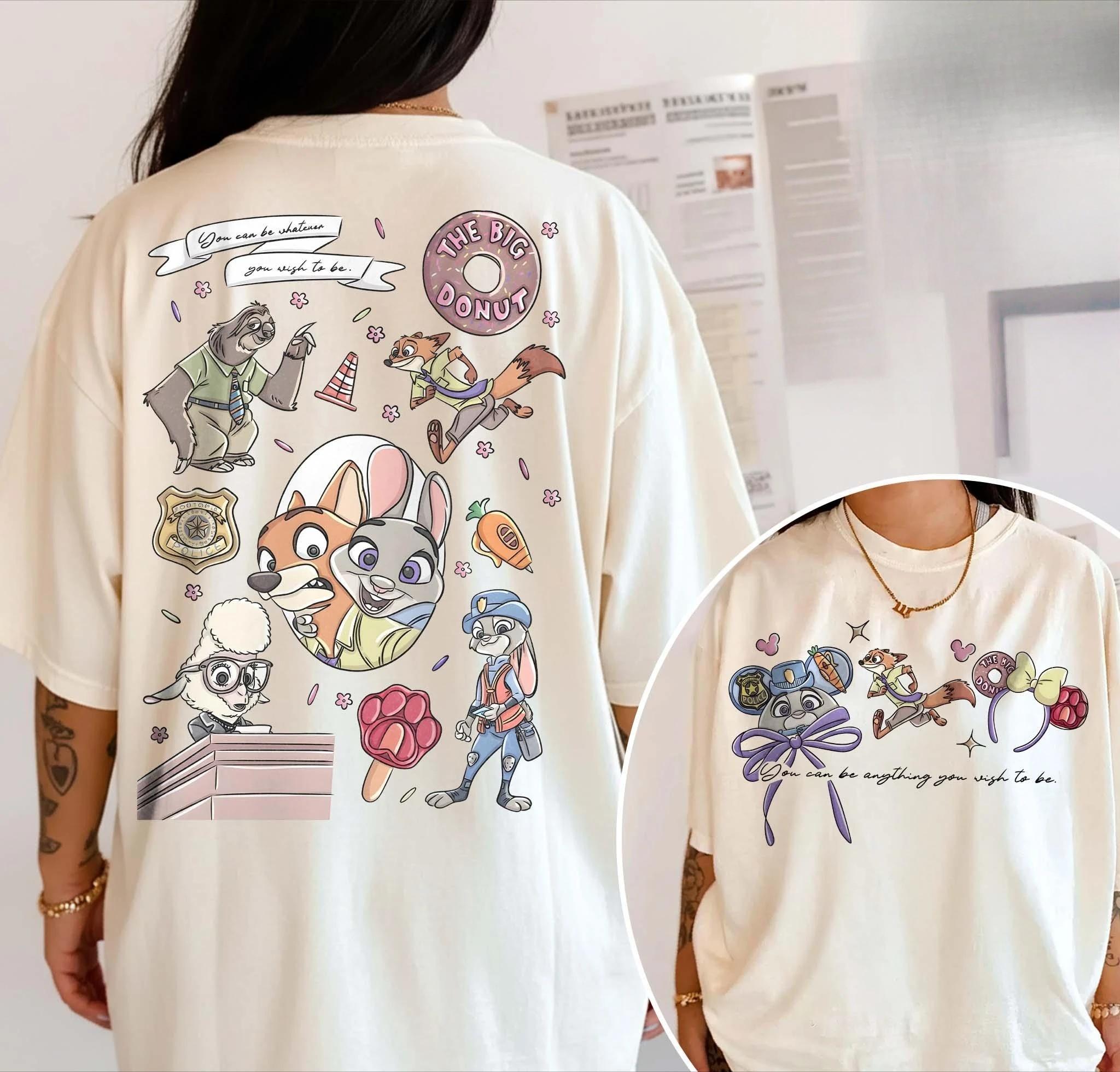 Adult and Childrens Zootopia Outing Donut EleUnisext Cartoon Zootopia Pure Cotton Tshirt Everyday Commuting Super Agereducing S