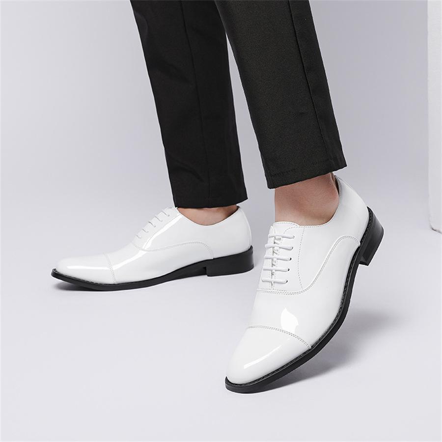 Fashion Luxury Patent Leather Shoes Men Glossy Leather Shoe Man Formal Business Office Lace Up Wedding Shoes Plus Big Size 39-46