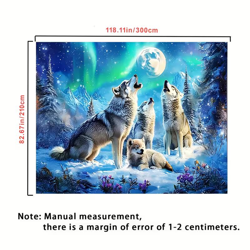2D Northern Lights Wolves Background for Photoshoot, Video and Live Streaming